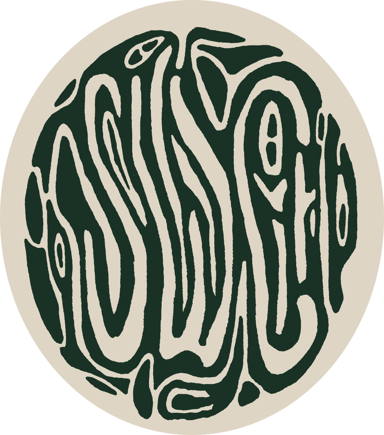 The Speech With Cypress logo, a messy collection of roots in a hand-drawn style that spells out "SWC". The roots are green on a khaki background